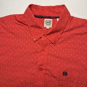 Cinch Classic Fit Button Down Shirt Mens Short Sleeve Western Rodeo Geometric XL